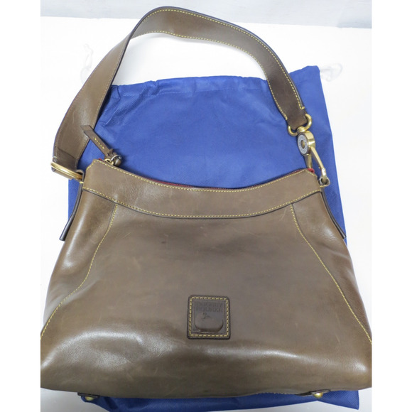 Dooney & Bourke Florentine Leather Large Cassidy Hobo Shoulder Bag Brown/Gray - Picture 2 of 15